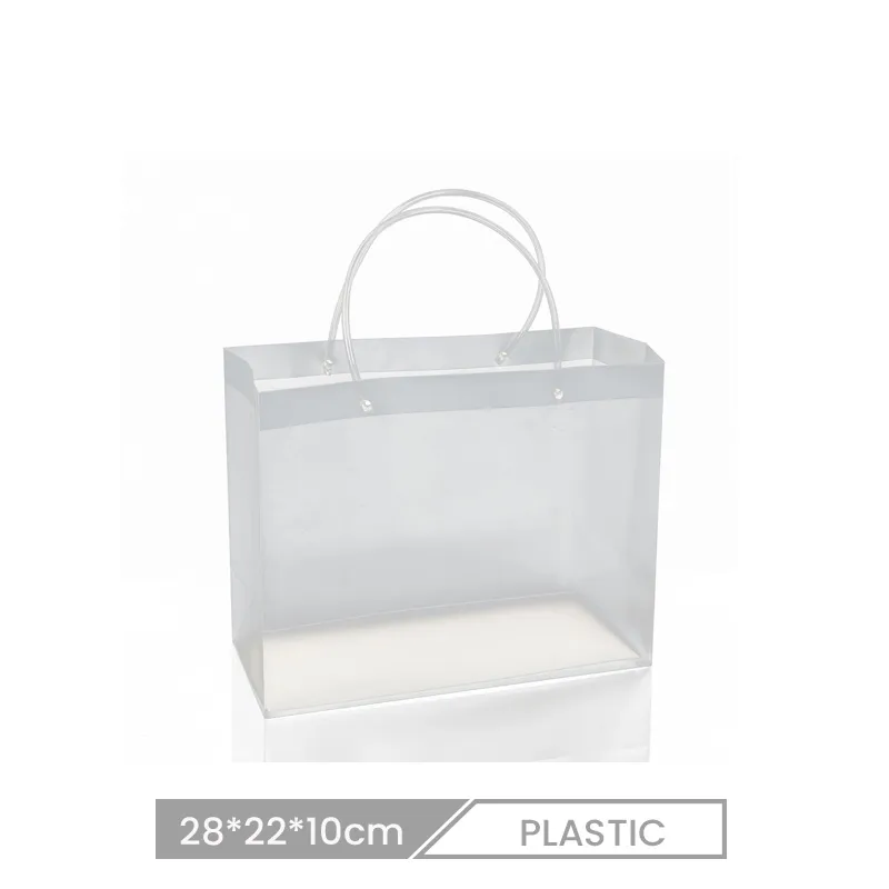 Pp Tote Bag 28*22*10cm Custom Transparent Plastic Frosted Pvc Shopping Bag